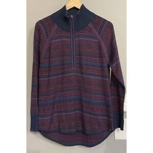 Eddie Bauer Sweater Nordic Half Zip Mock Neck Knit Pullover Womens L‎